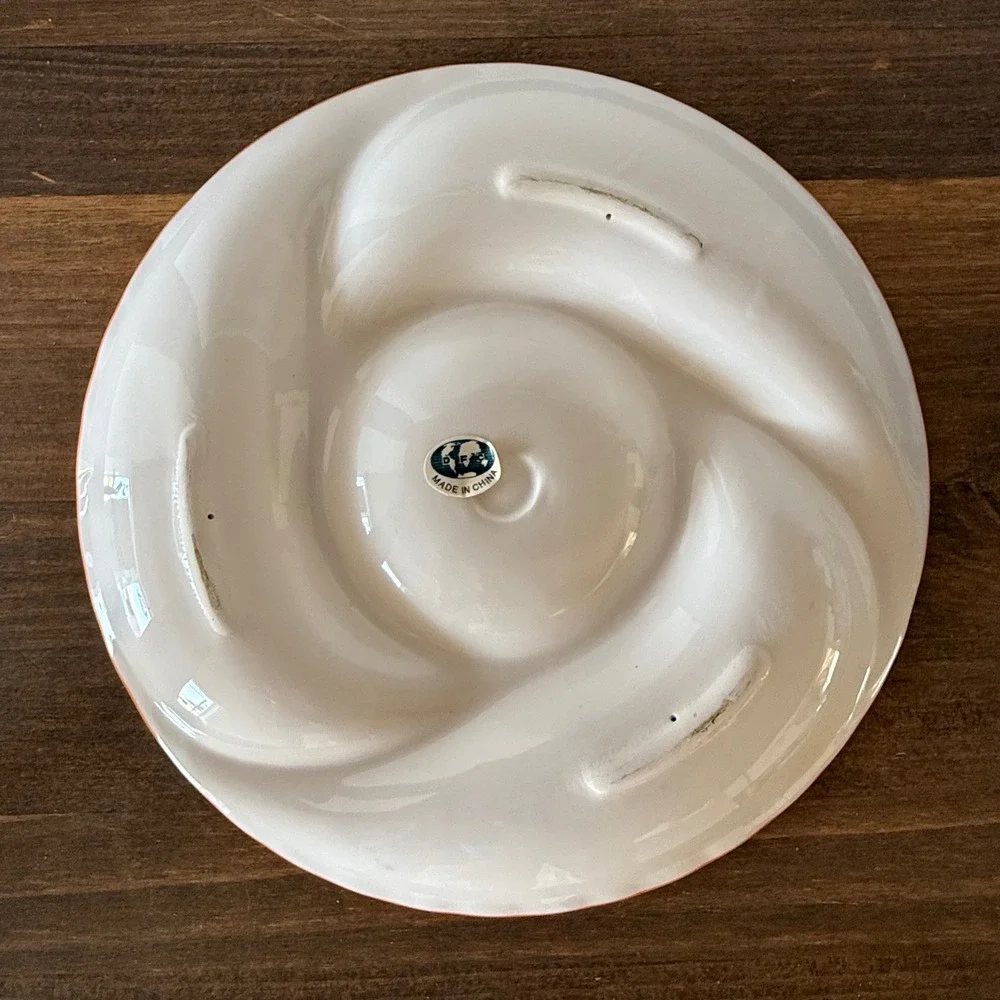 Hand Painted Ceramic Sunflower Chip and Dip Platter Round 10 Inch Serving Tray